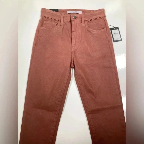 Joes Jeans High rise Skinny NWT Saddleback Coated Burnt Orange Pants Size 24 - Picture 3 of 12
